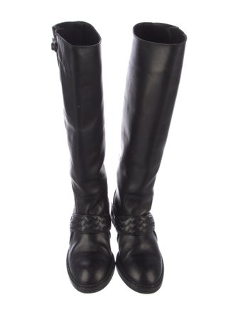 Bottega Veneta Intrecciato Weave Leather Riding Boots