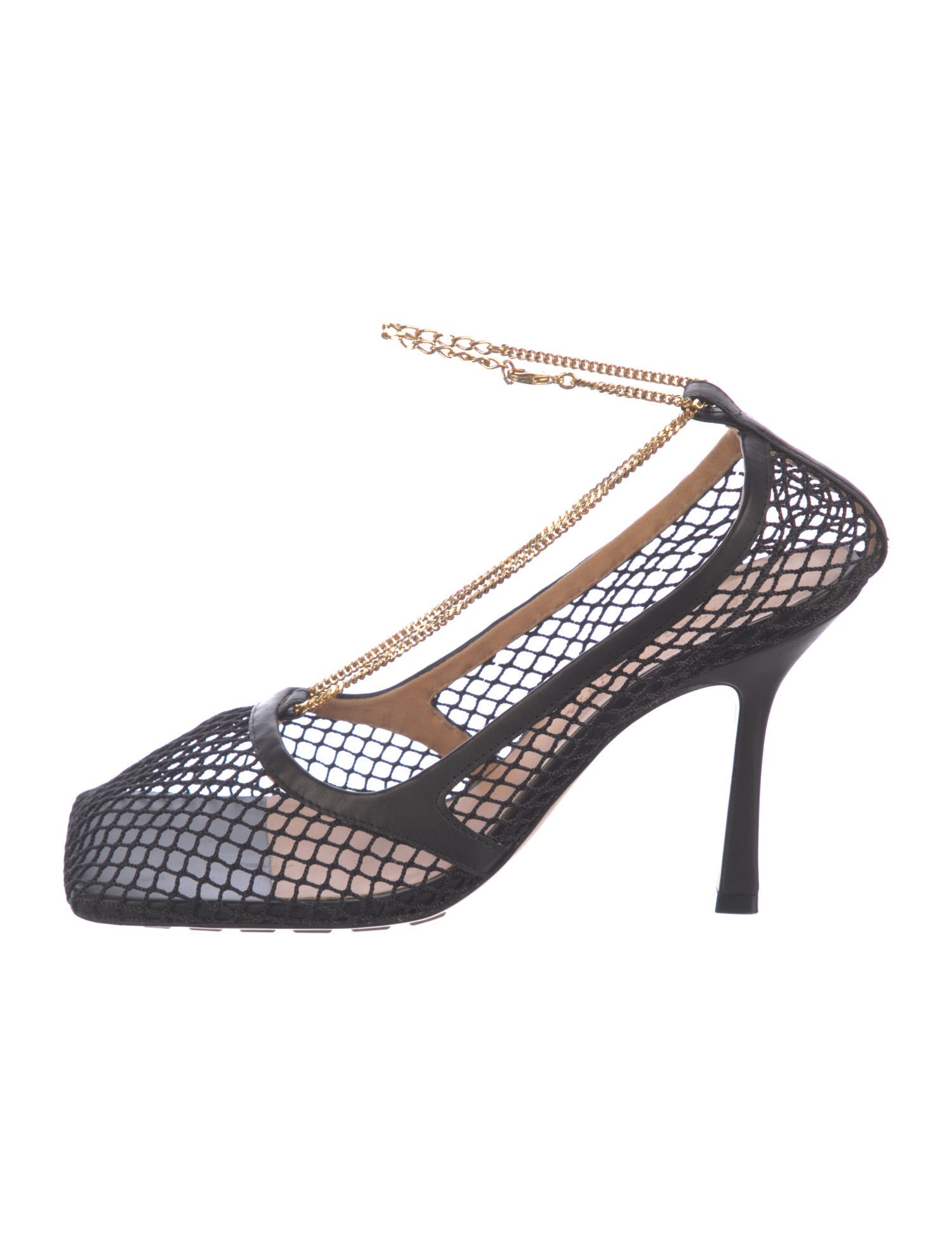 Bottega Veneta Mesh Chain-Link Accents Slingback Pumps