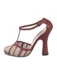 Bottega Veneta Leather Colorblock Pattern T-Strap Pumps