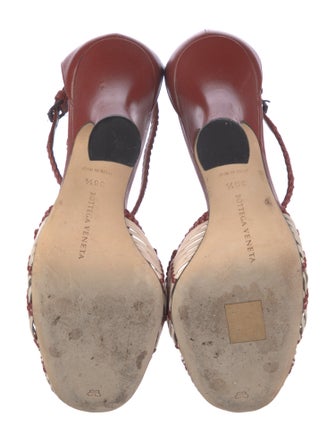 Bottega Veneta Leather Colorblock Pattern T-Strap Pumps