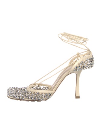 Bottega Veneta Leather Crystal Embellishments Slingback Pumps