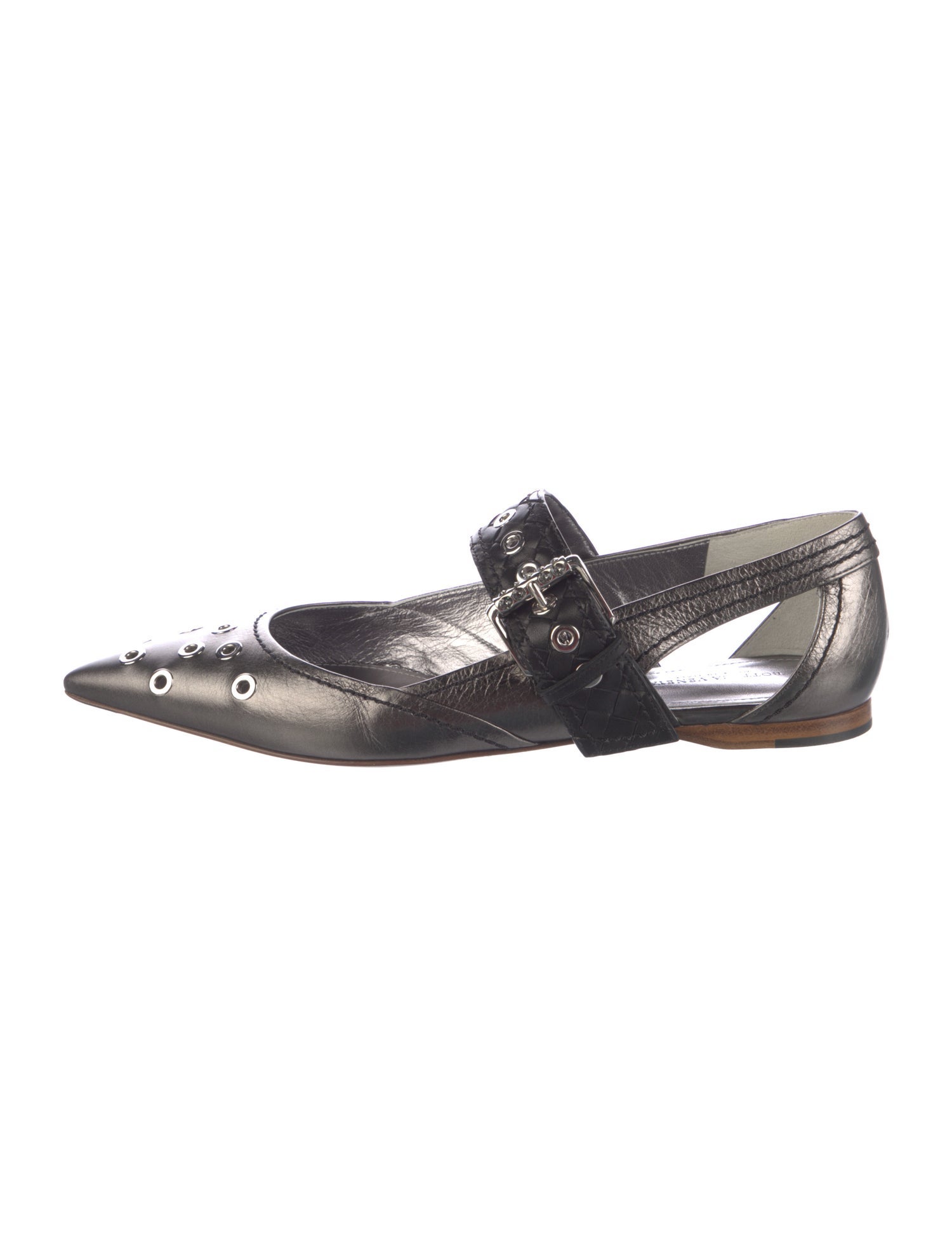 Bottega Veneta Intrecciato Weave Leather Mary Jane Flats