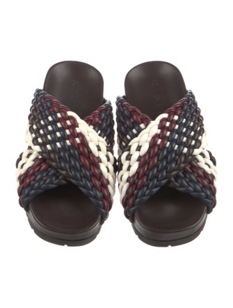 Bottega Veneta Leather Colorblock Pattern Slides