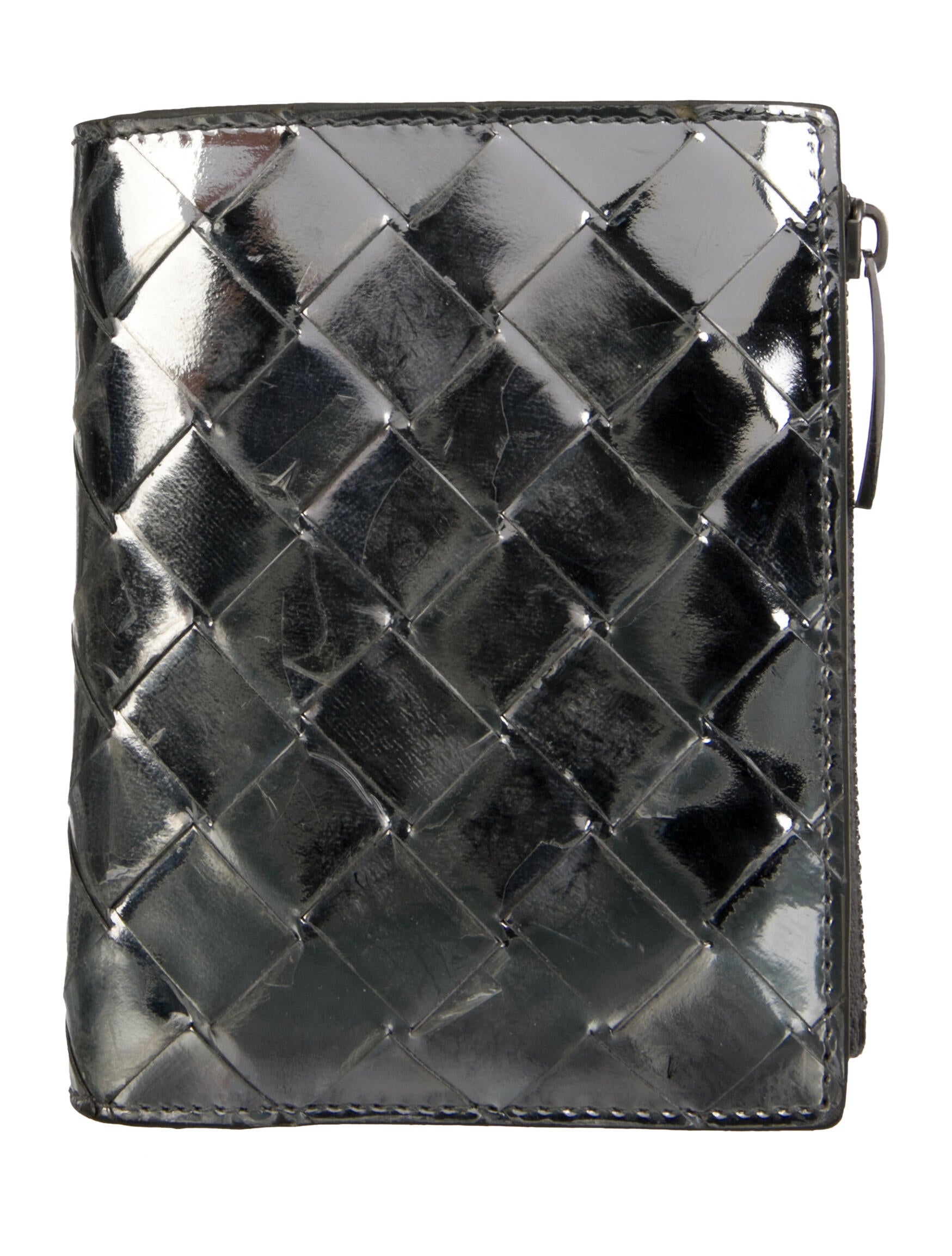 Bottega Veneta Intrecciato Weave Patent Leather Wallet
