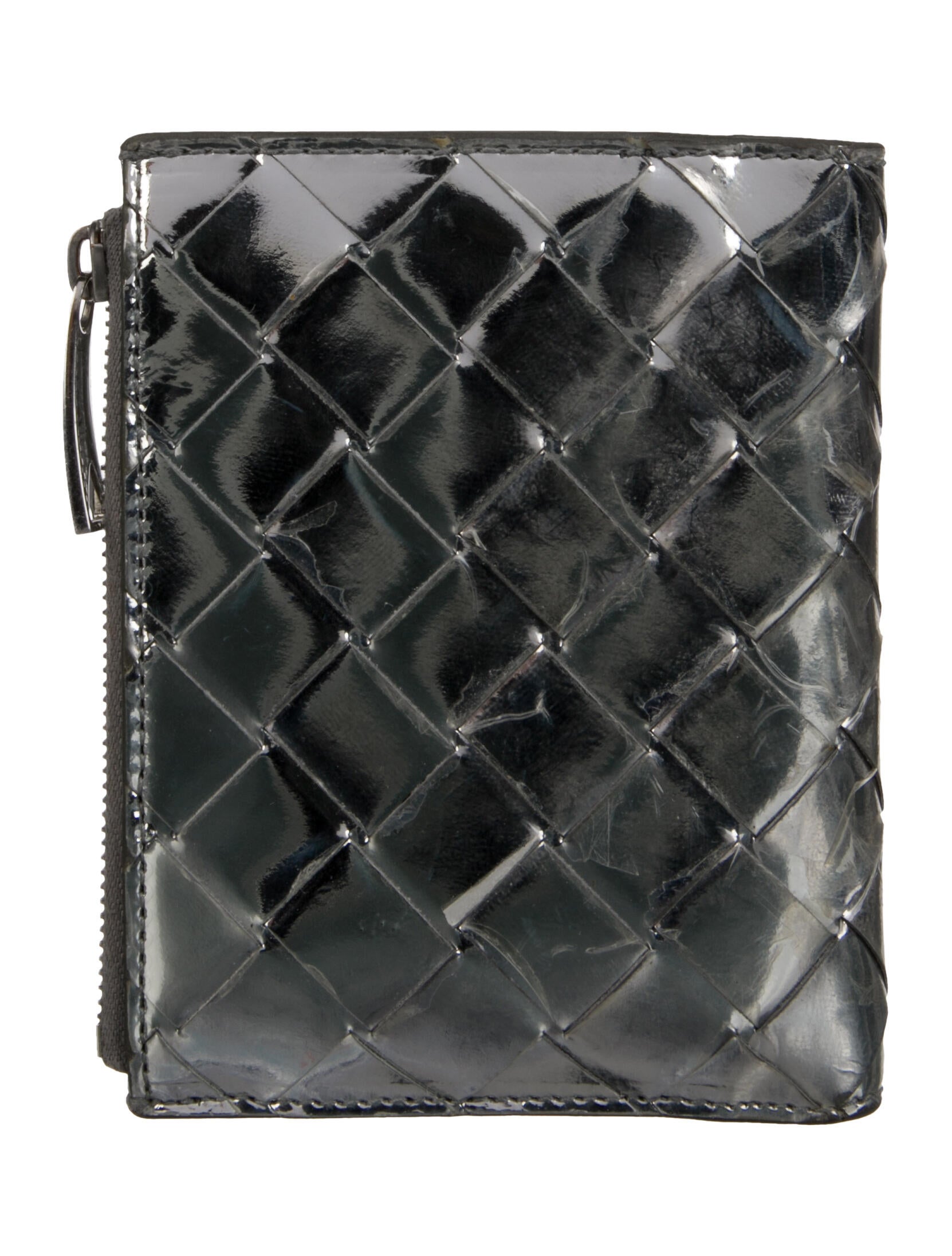 Bottega Veneta Intrecciato Weave Patent Leather Wallet