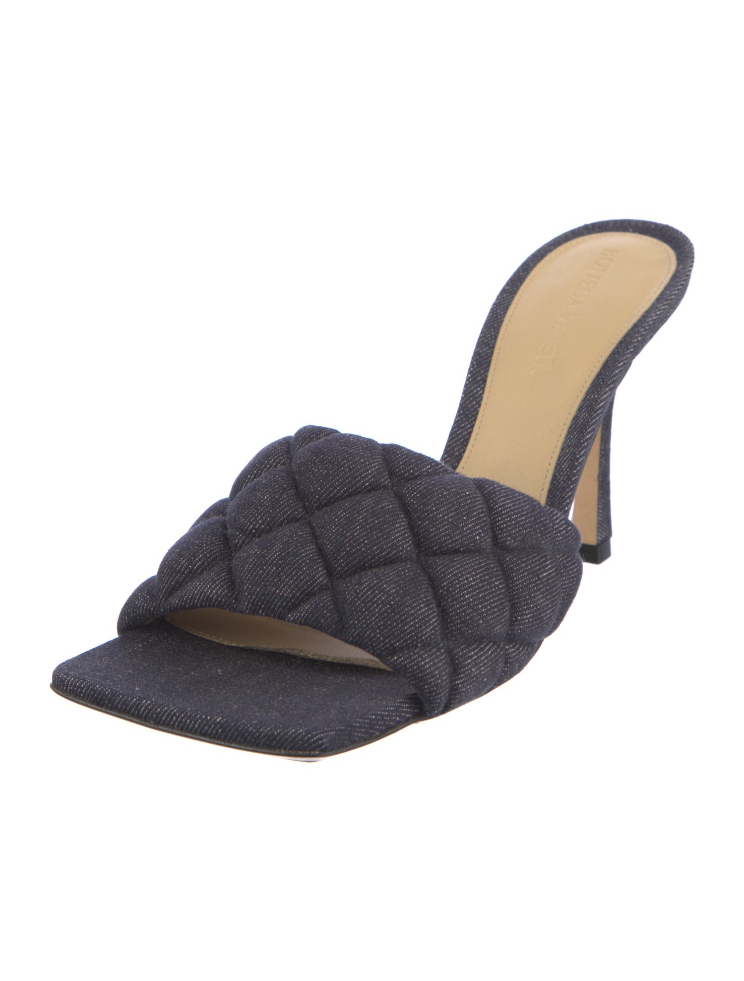 Bottega Veneta Intrecciato Weave Denim Slides