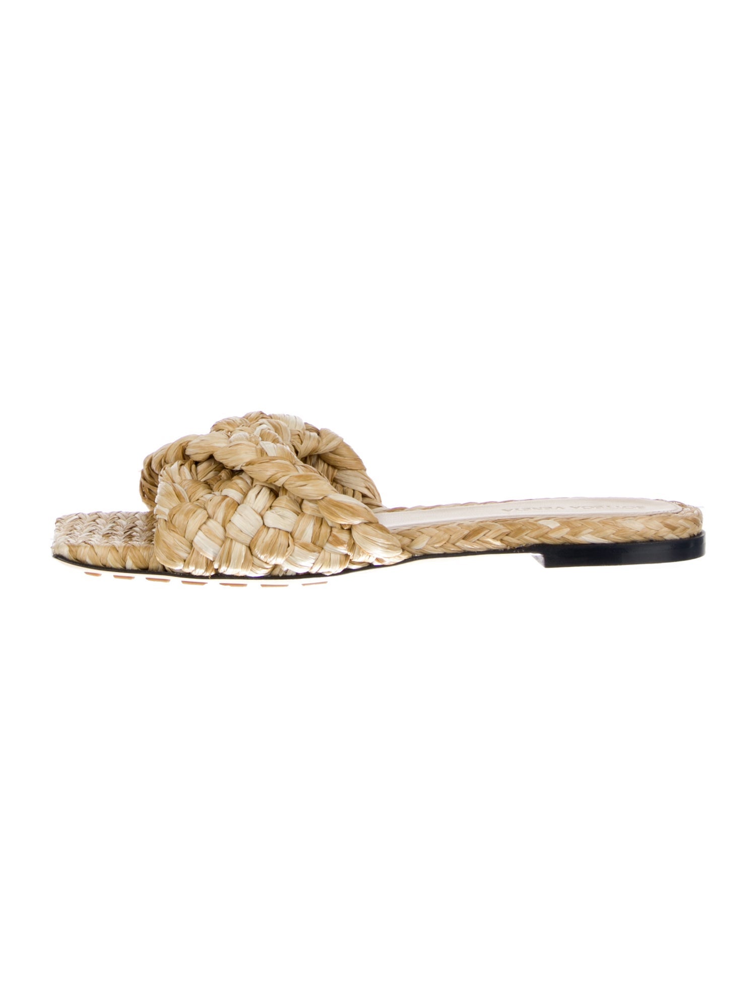 Bottega Veneta Raffia Patterned Slides w/ Tags
