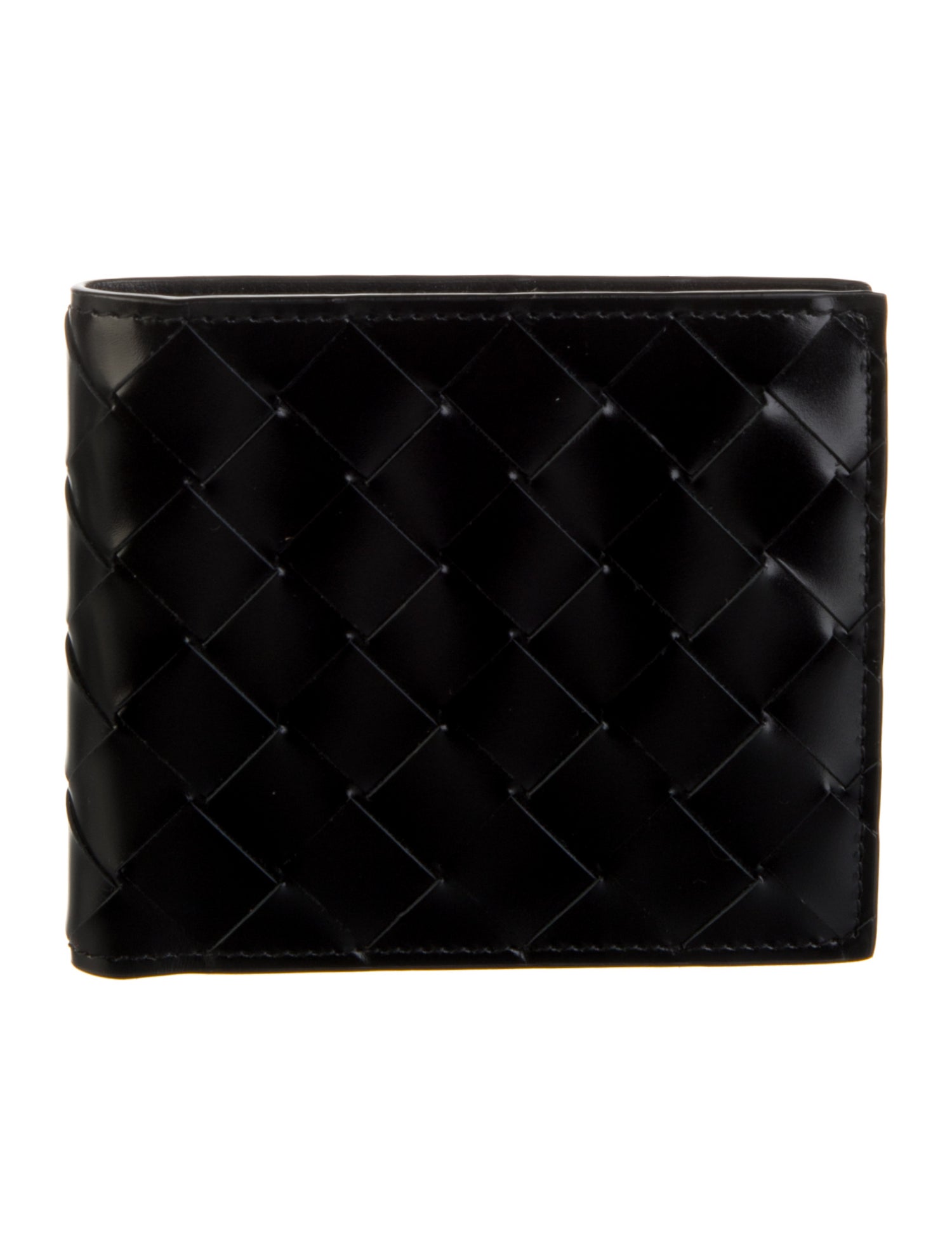 Bottega Veneta Intrecciato Weave Patent Leather Bifold Wallet