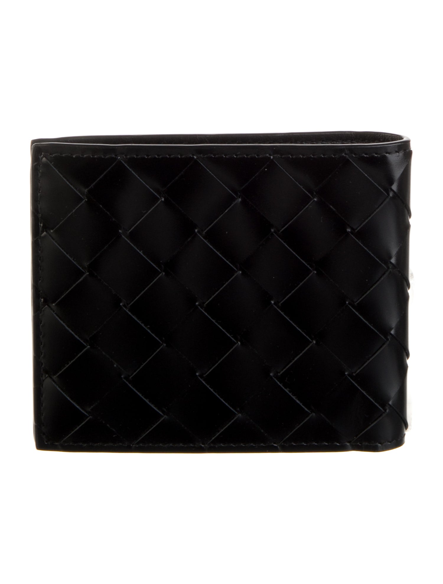 Bottega Veneta Intrecciato Weave Patent Leather Bifold Wallet