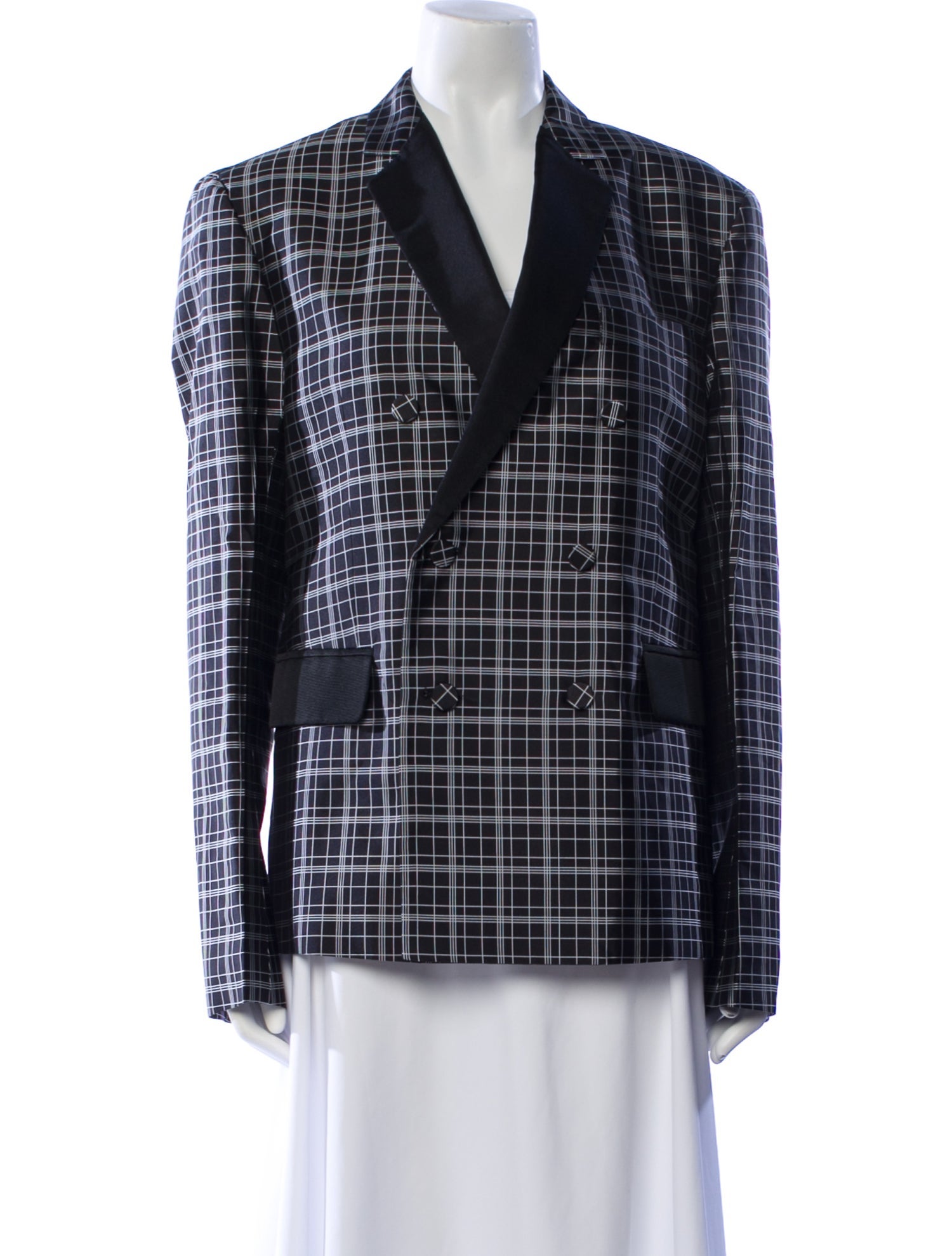 Bottega Veneta Silk Plaid Print Blazer w/ Tags