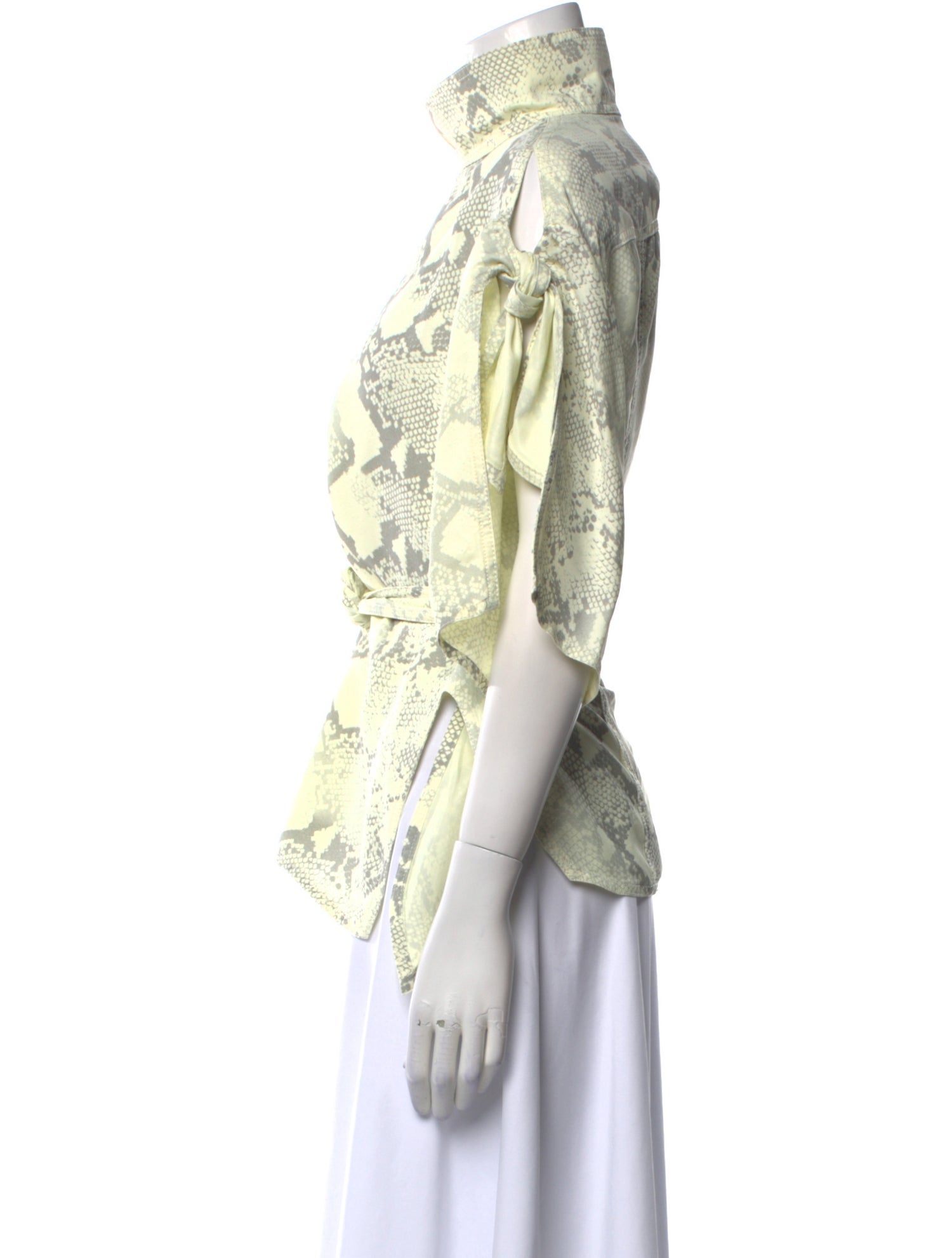 Bottega Veneta Printed Mock Neck Button-Up Top