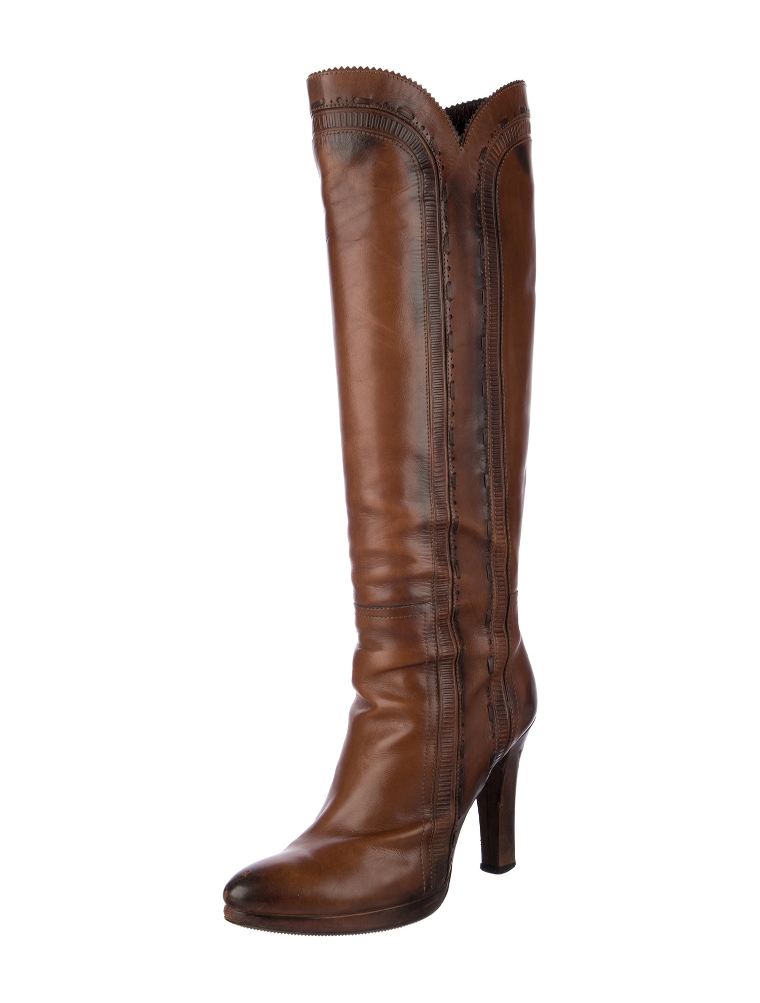 Bottega Veneta Leather Whipstitch Trim Boots