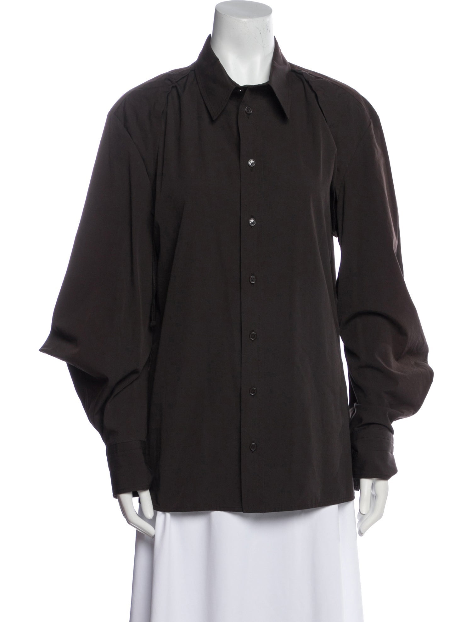Bottega Veneta Silk Long Sleeve Button-Up Top