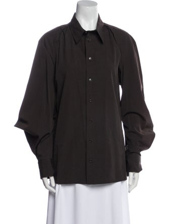 Bottega Veneta Silk Long Sleeve Button-Up Top