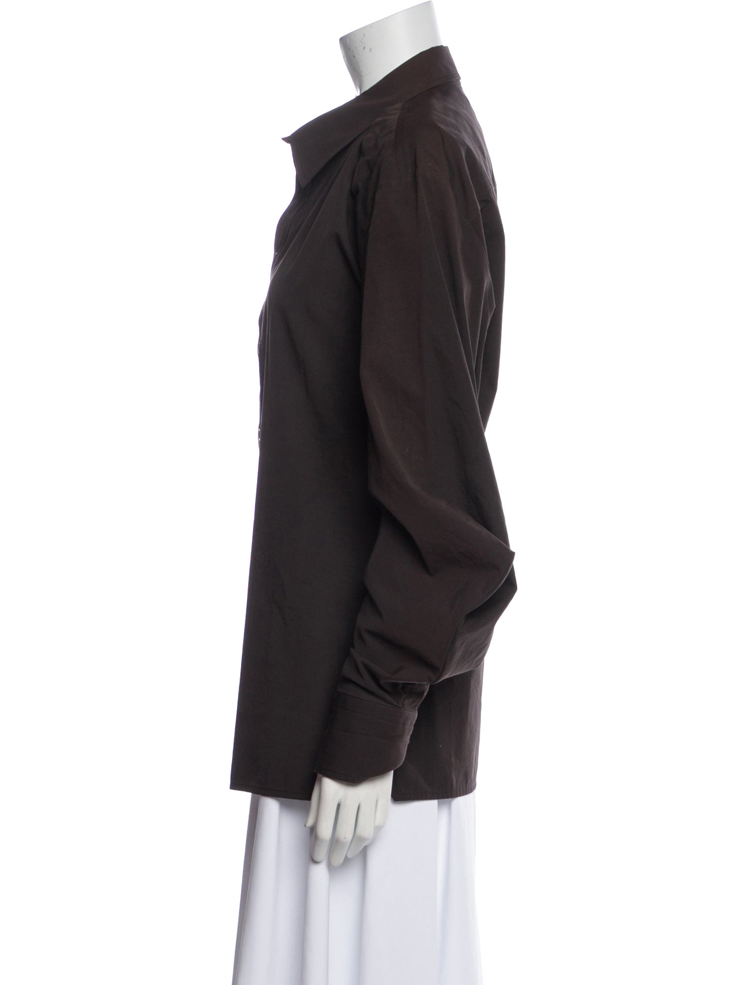 Bottega Veneta Silk Long Sleeve Button-Up Top