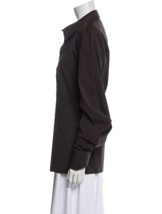 Bottega Veneta Silk Long Sleeve Button-Up Top