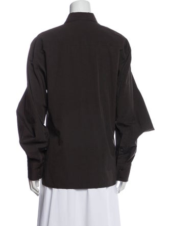 Bottega Veneta Silk Long Sleeve Button-Up Top