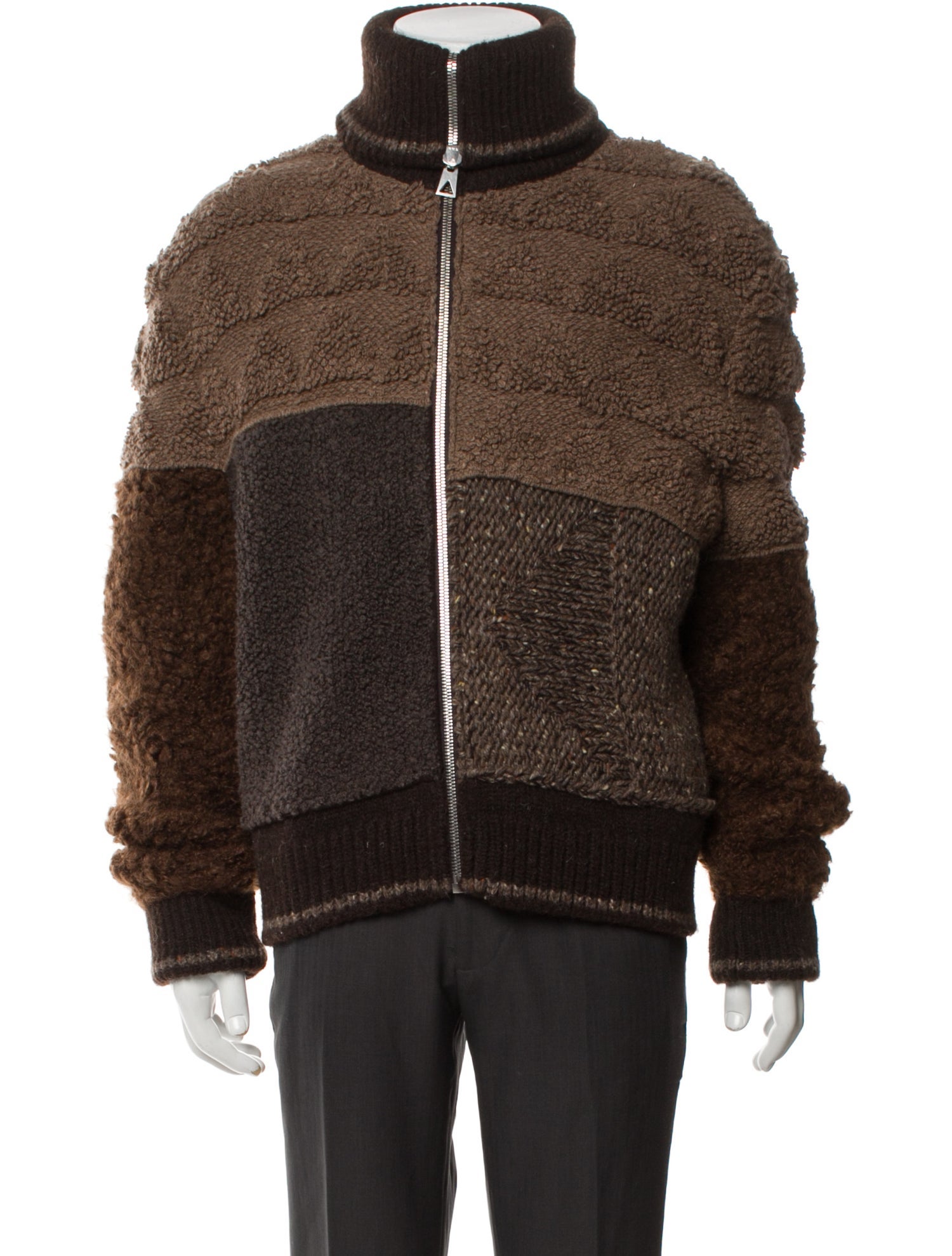 Bottega Veneta Wool Colorblock Pattern Bomber Jacket