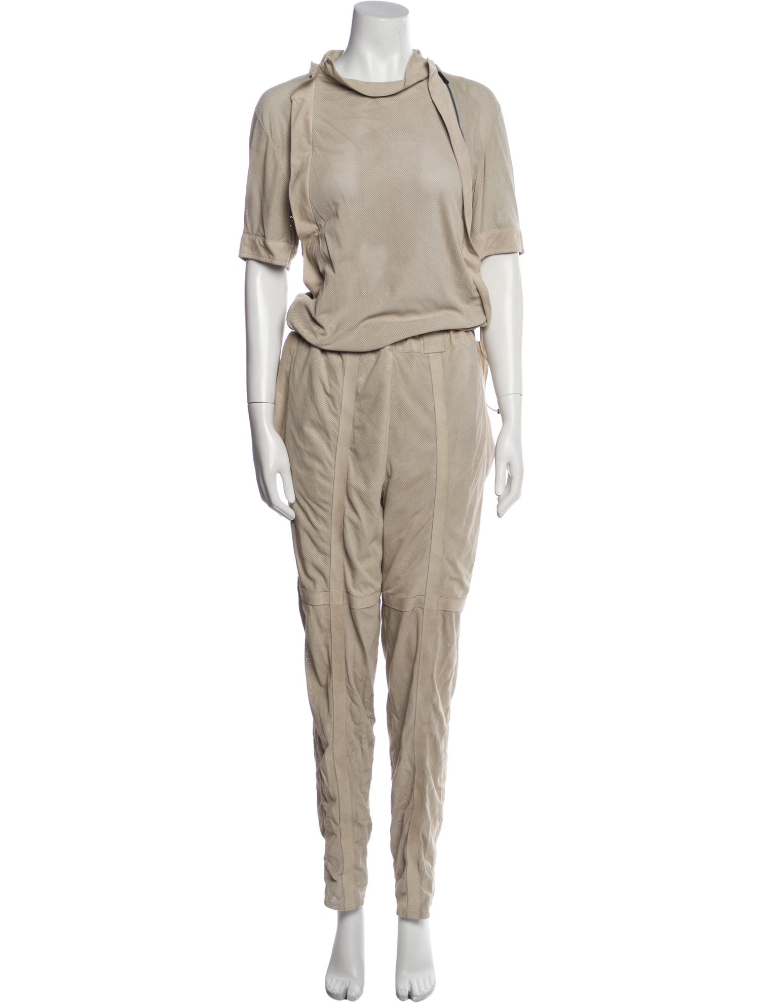 Bottega Veneta Leather Crew Neck Jumpsuit
