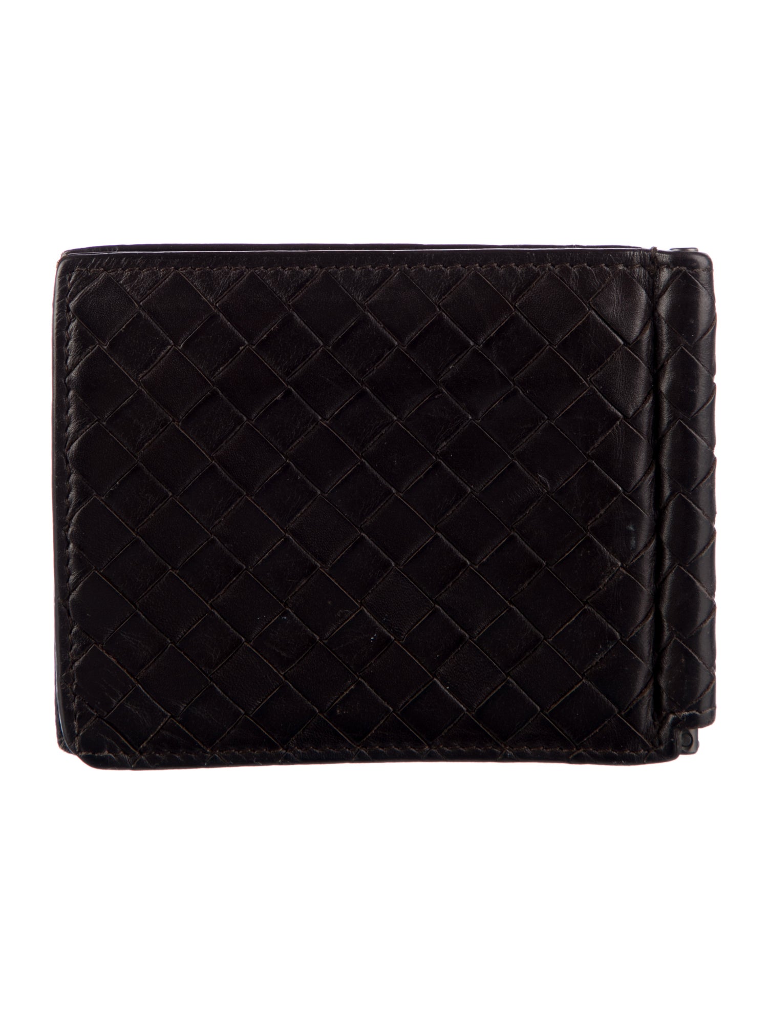 Bottega Veneta Money Clip Bifold Wallet Intrecciato Weave Wallet