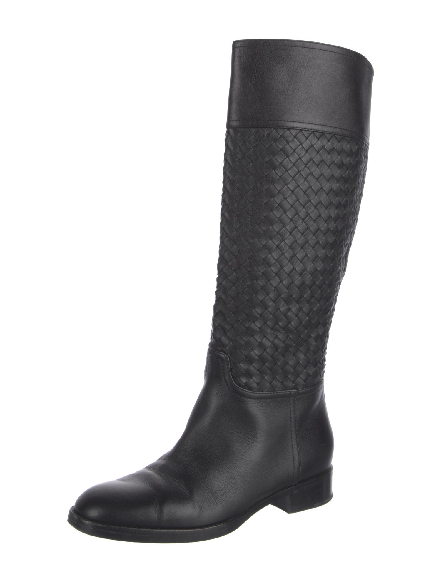 Bottega Veneta Intrecciato Weave Leather Riding Boots