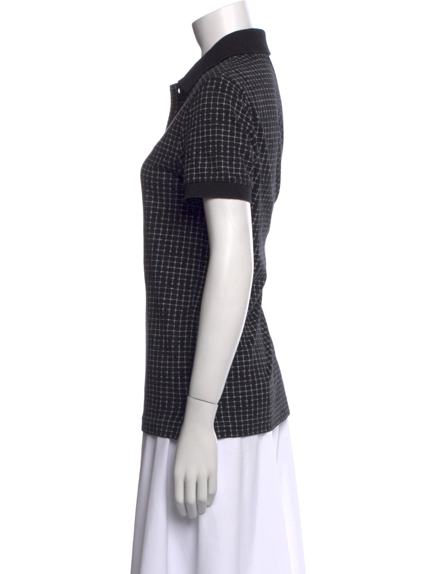 Bottega Veneta Plaid Print Short Sleeve Polo