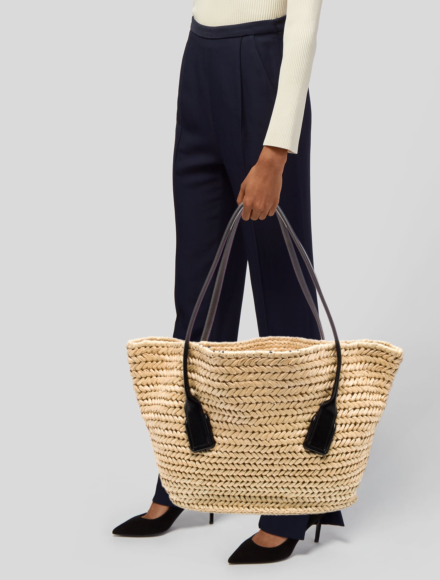 Bottega Veneta Raffia Basket Tote