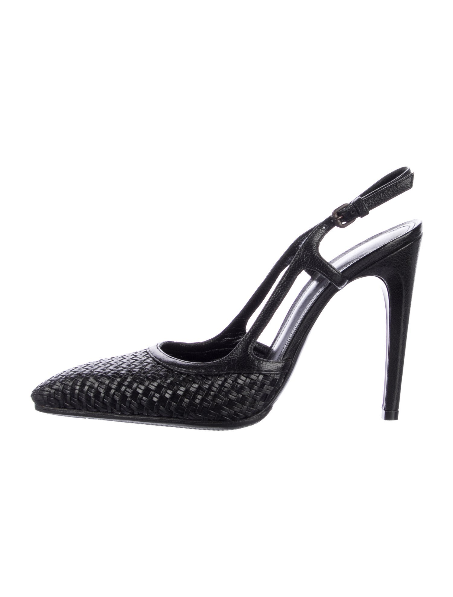 Bottega Veneta Intrecciato Weave Leather Slingback Pumps