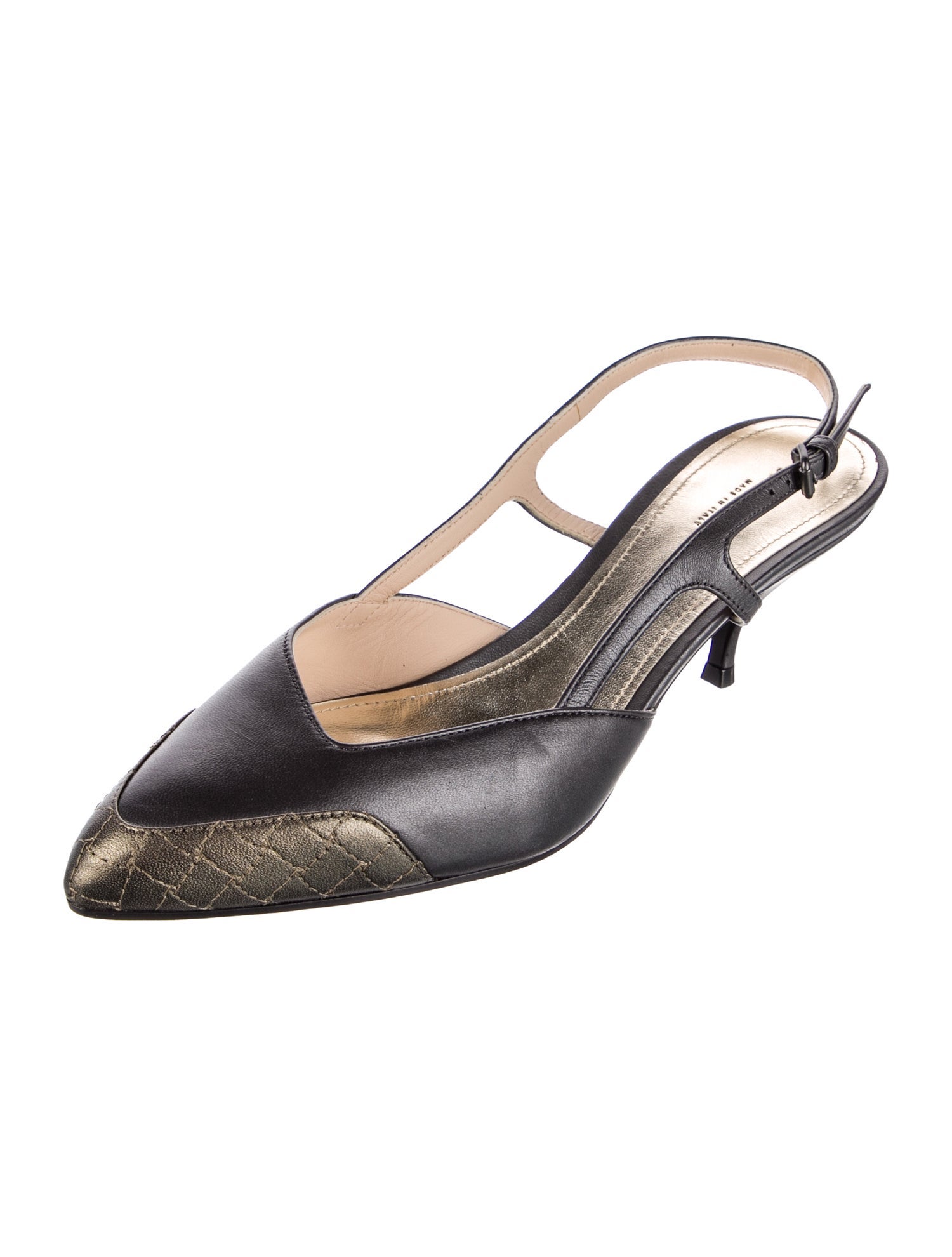 Bottega Veneta Intrecciato Weave Leather Slingback Pumps