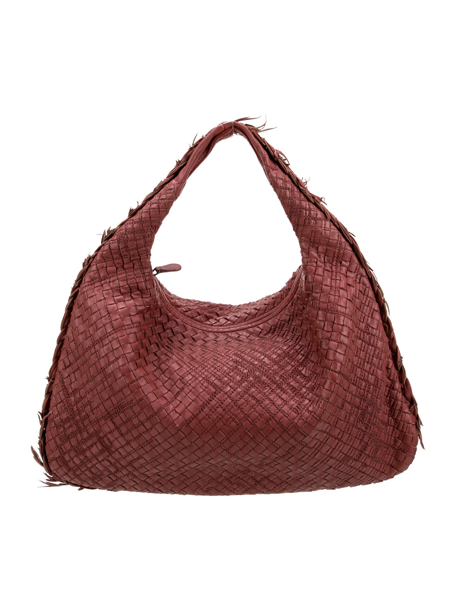 Bottega Veneta Leather Intrecciato Veneta Hobo // Berry Leather