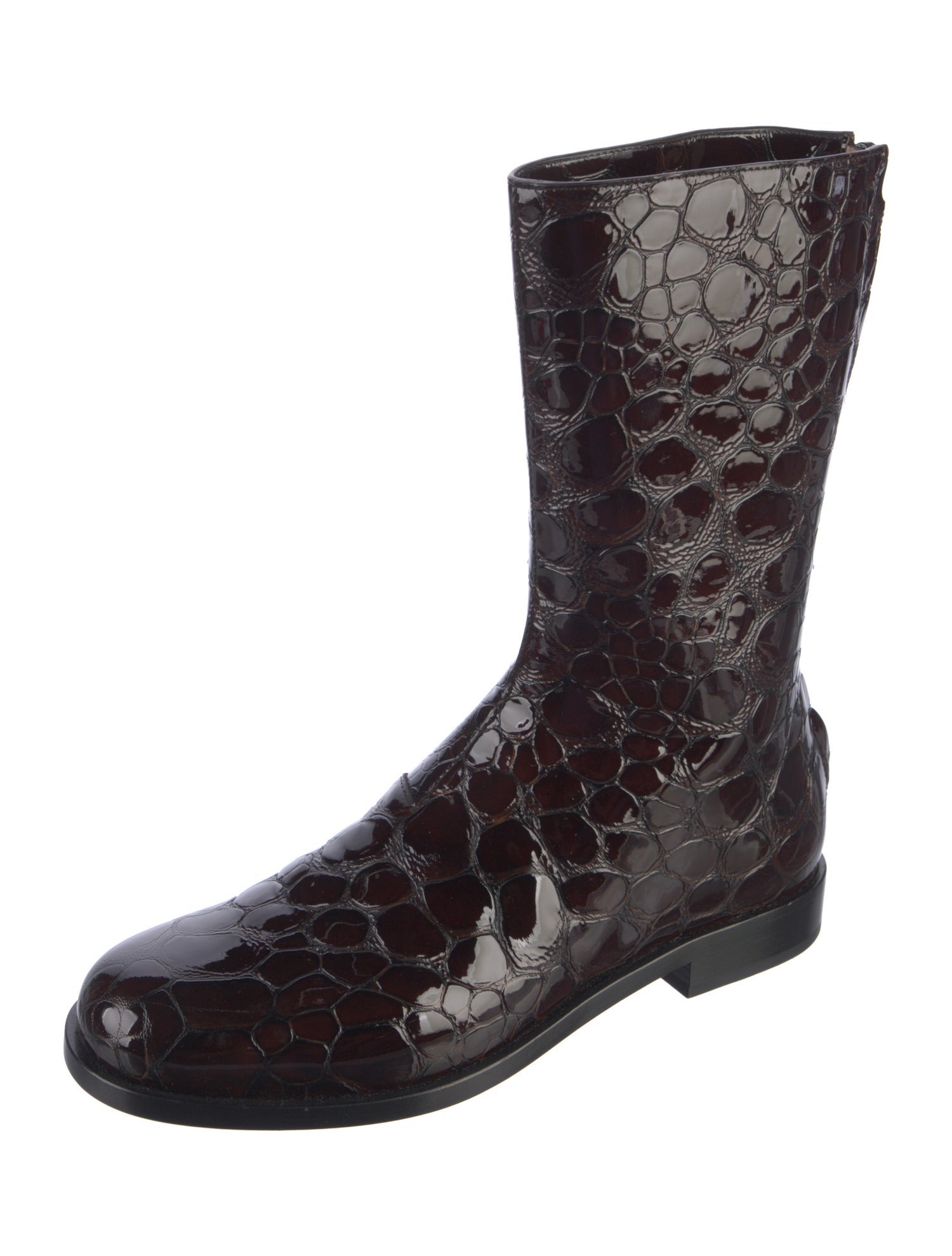 Bottega Veneta Embossed Leather Moto Boots
