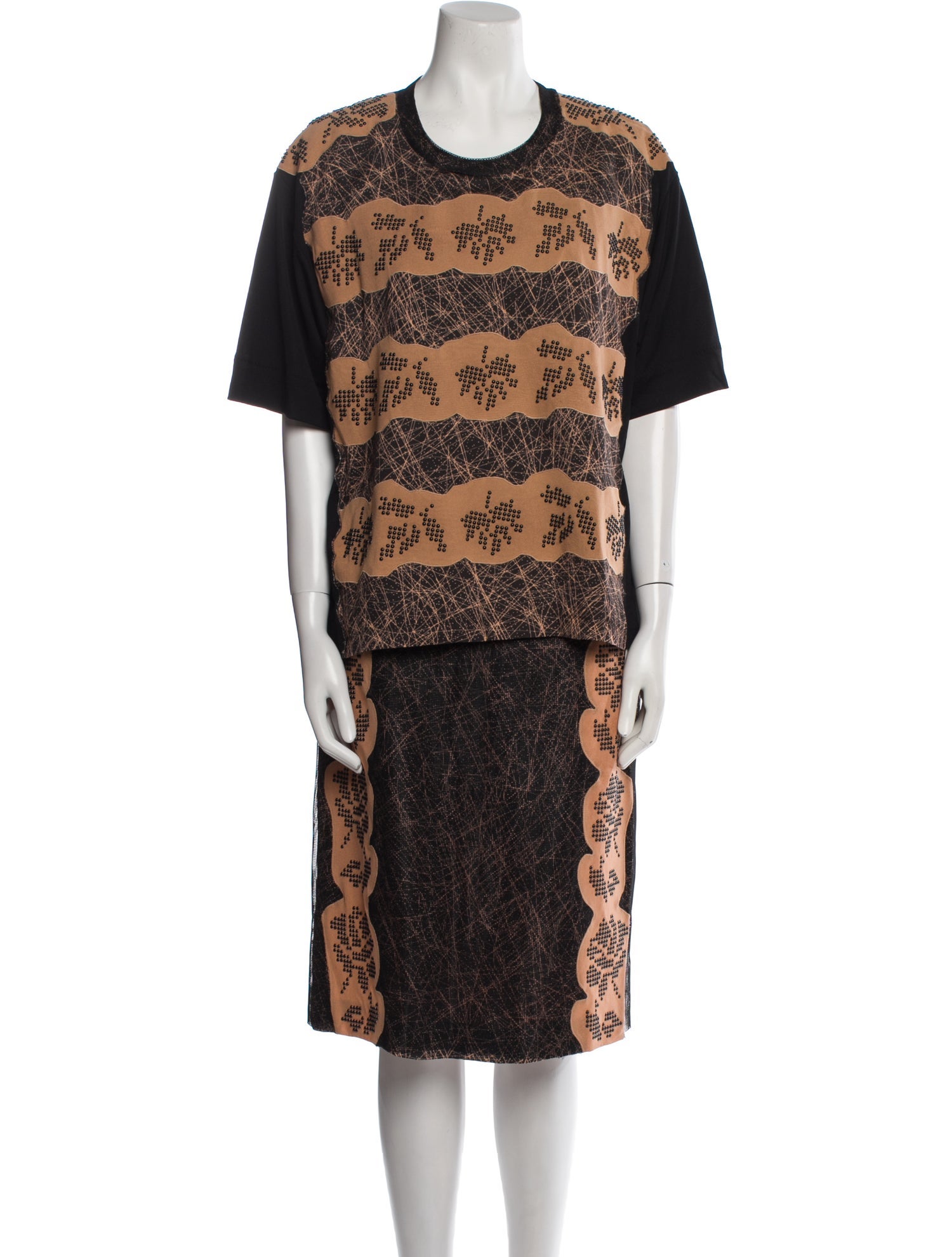 Bottega Veneta Printed Mesh Accents Skirt Set w/ Tags
