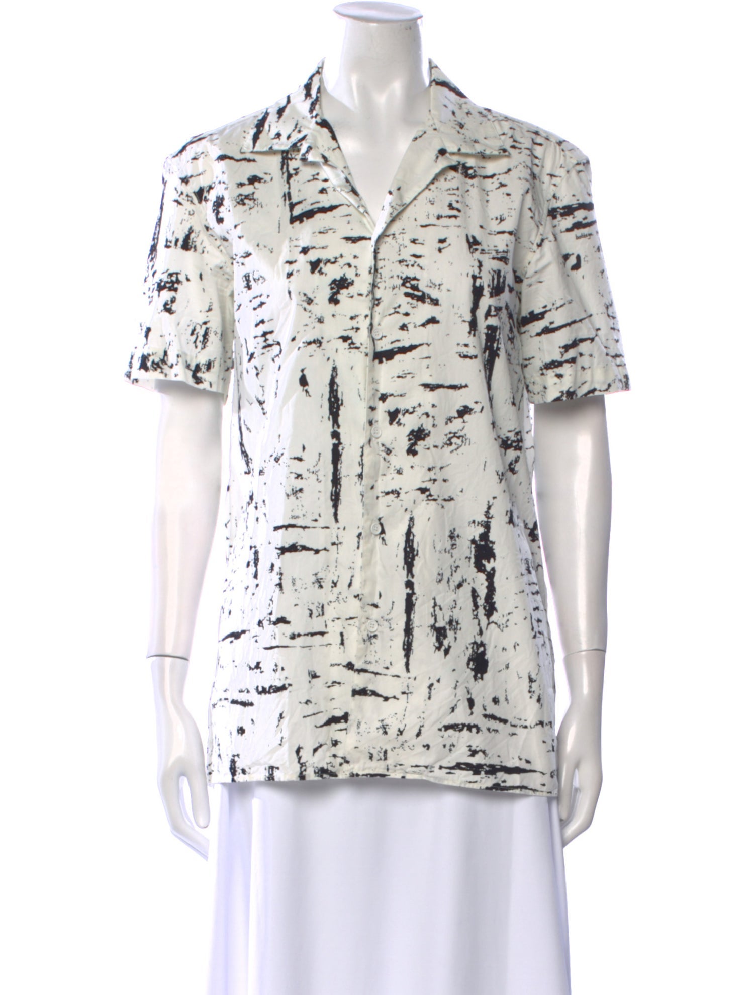 Bottega Veneta Printed Short Sleeve Button-Up Top