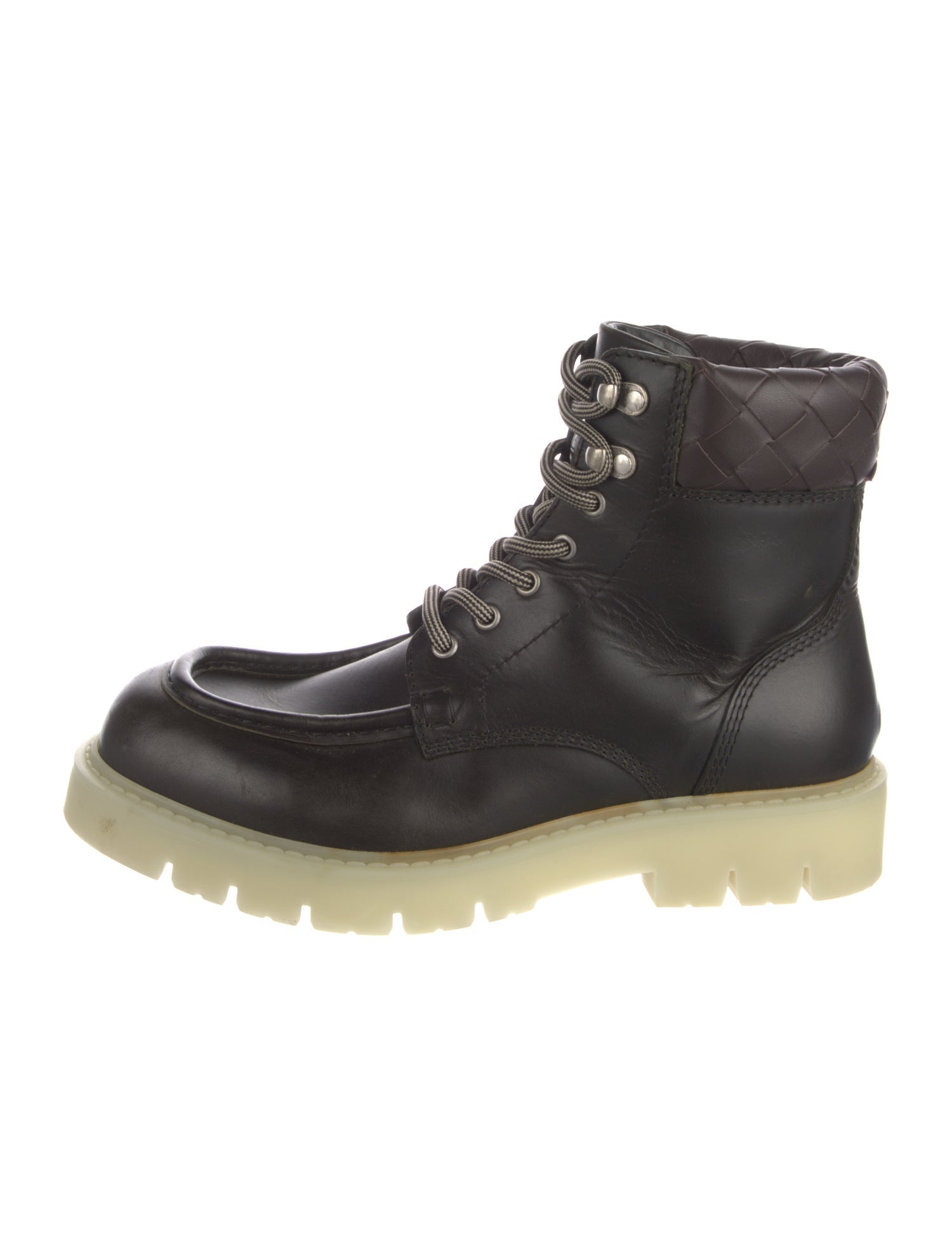 Bottega Veneta Intrecciato Weave Leather Combat Boots