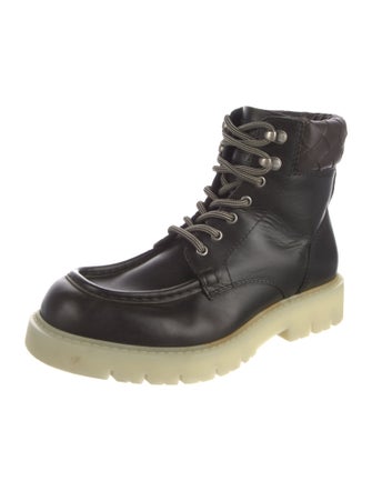 Bottega Veneta Intrecciato Weave Leather Combat Boots