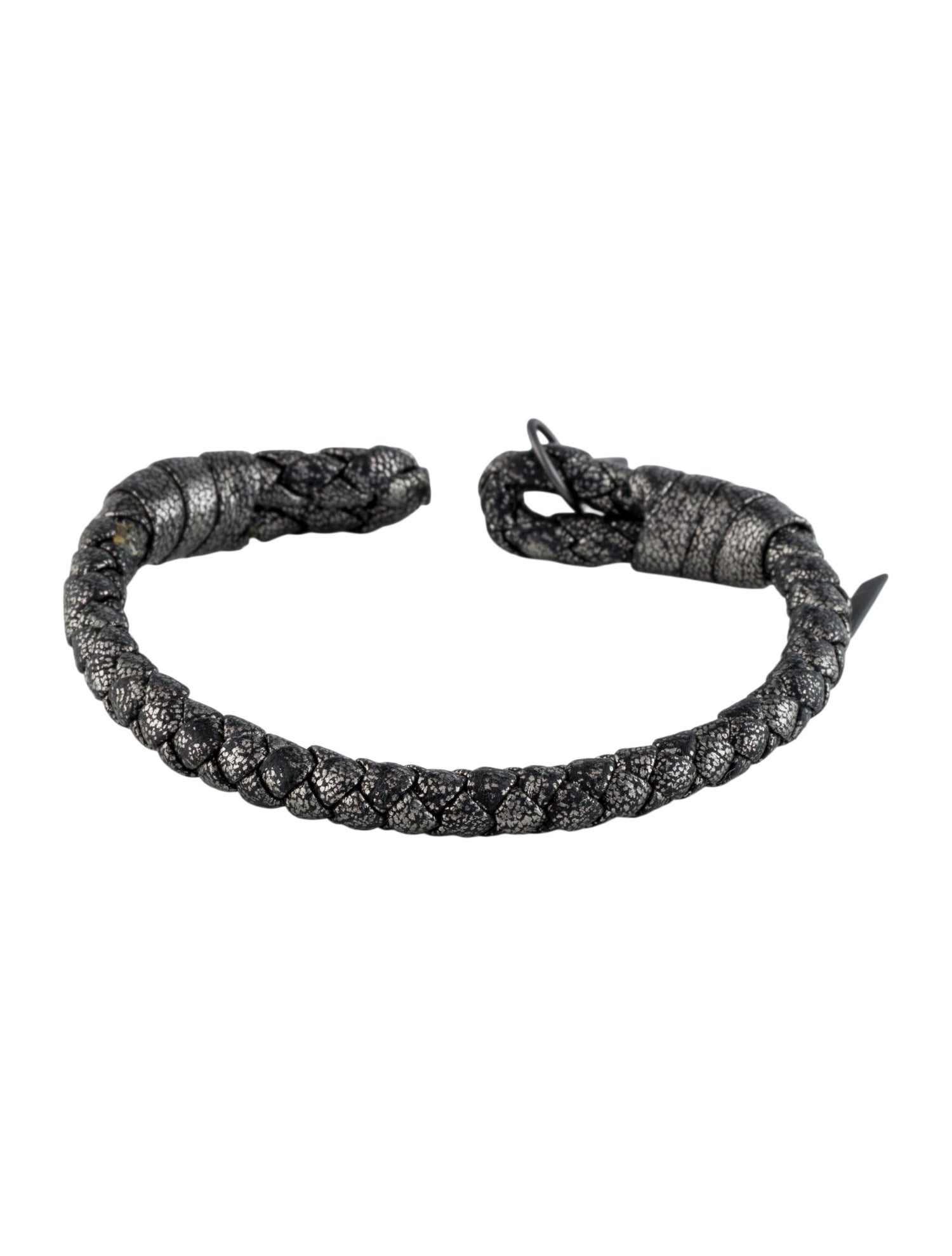 Bottega Veneta Leather Intrecciato Cuff Bracelet