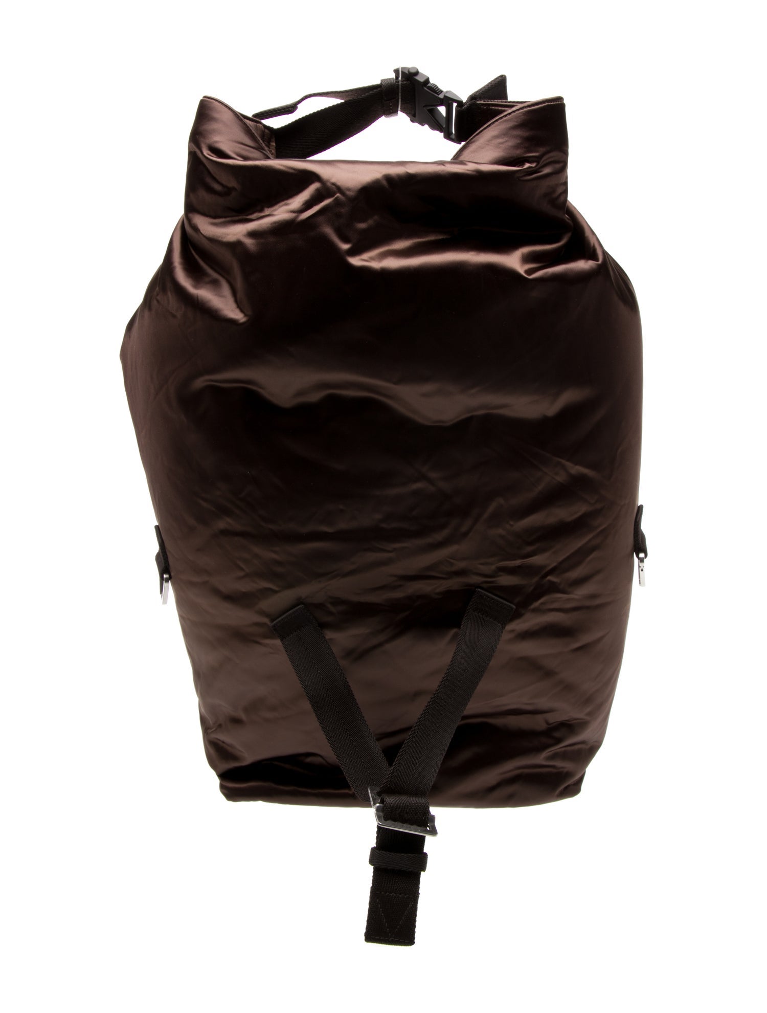 Bottega Veneta Satin Fold Over Buckle Detachable Waist Backpack Technical Satin