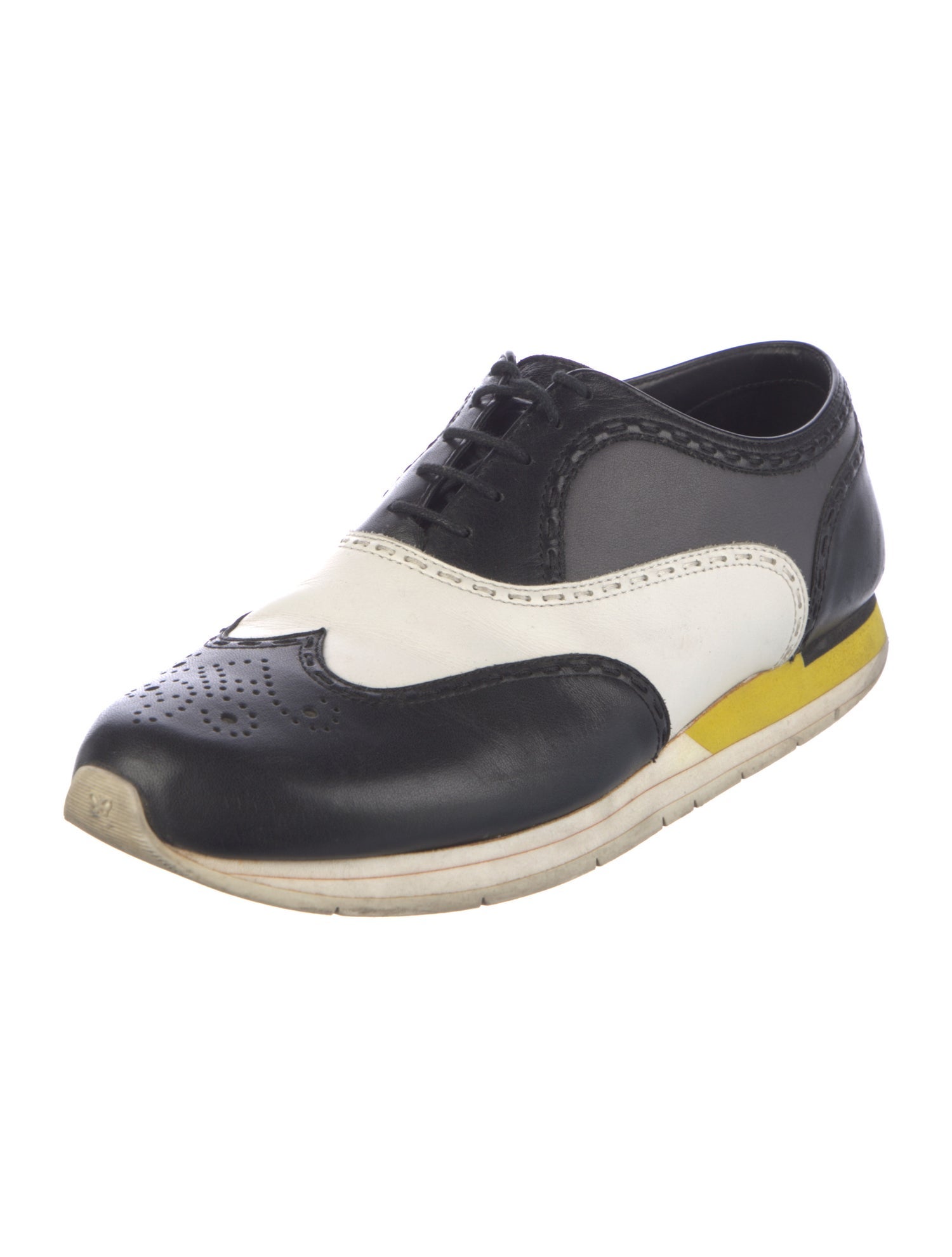 Bottega Veneta Leather Colorblock Pattern Athletic Sneakers