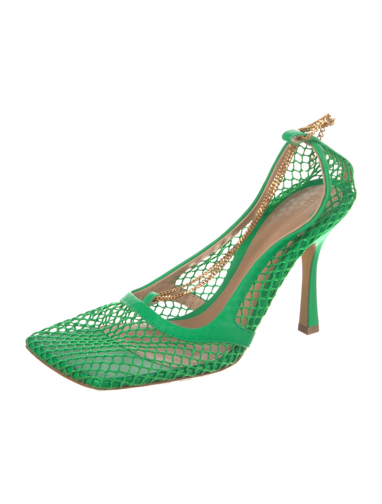 Bottega Veneta Mesh Chain-Link Accents Slingback Pumps