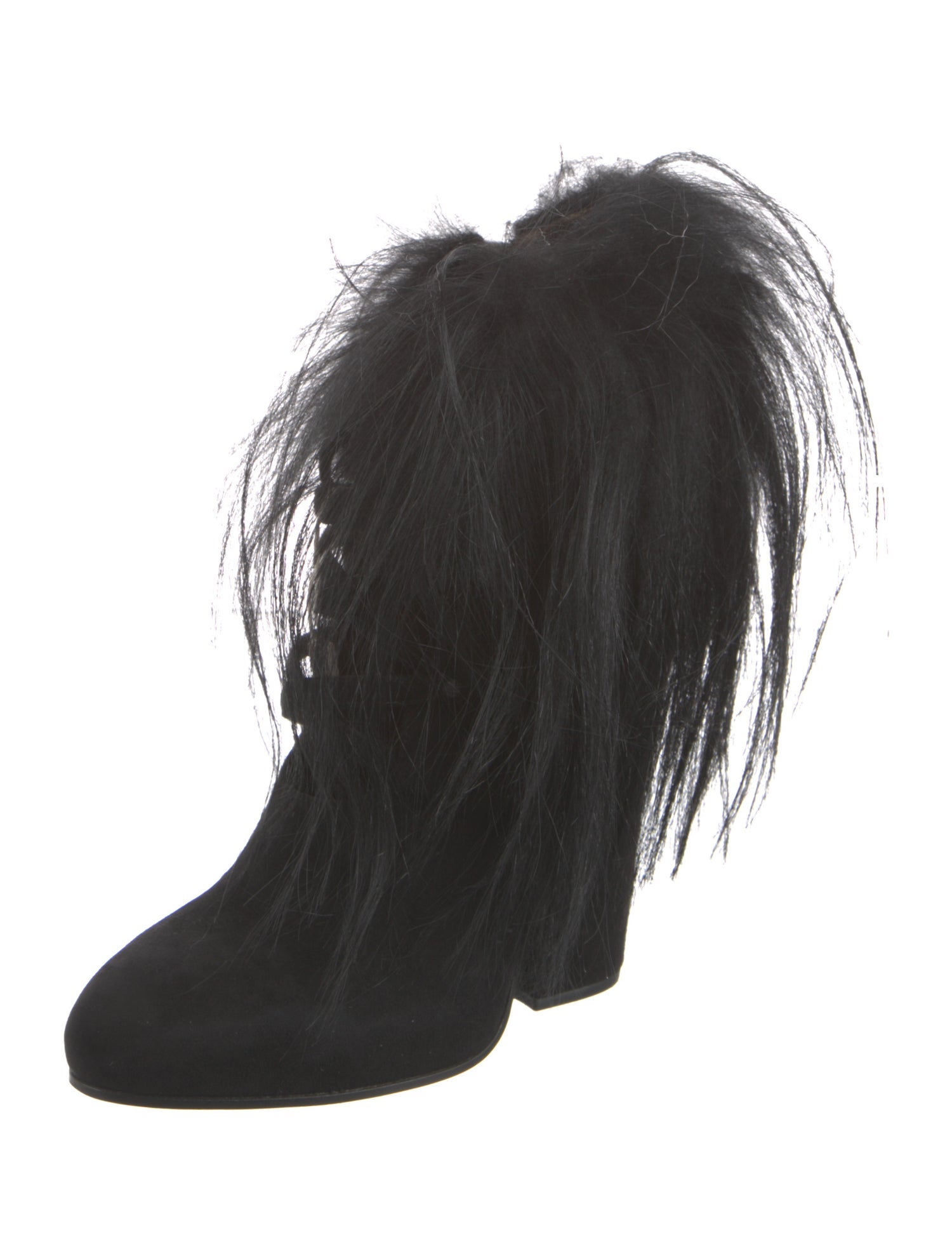 Bottega Veneta Suede Fur Trim Pumps