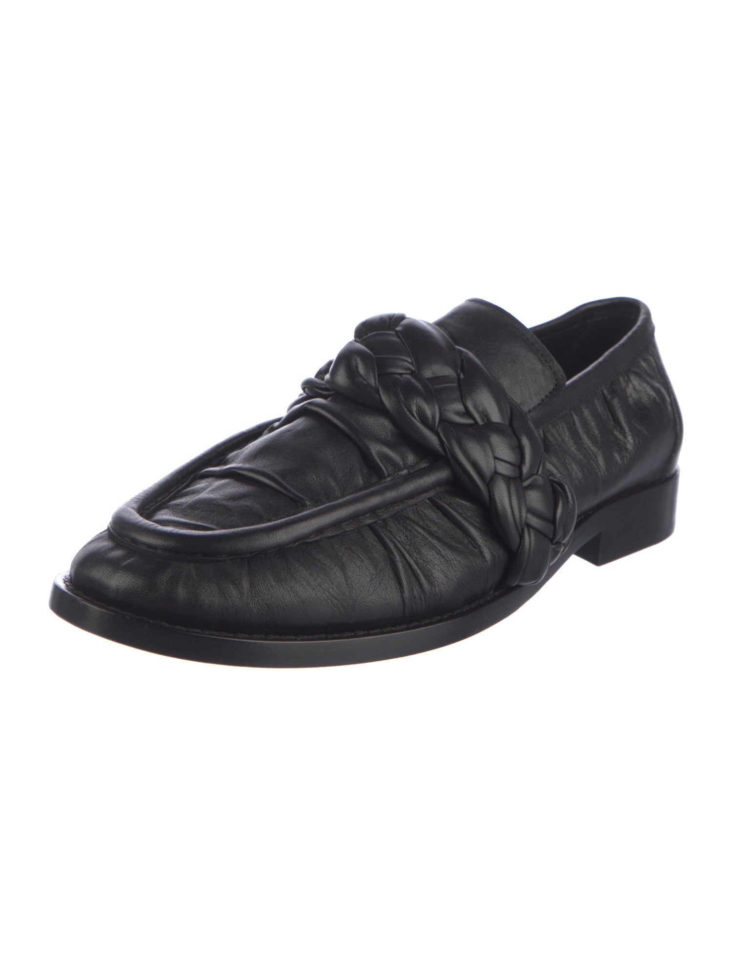 Bottega Veneta Leather Braided Accents Loafers