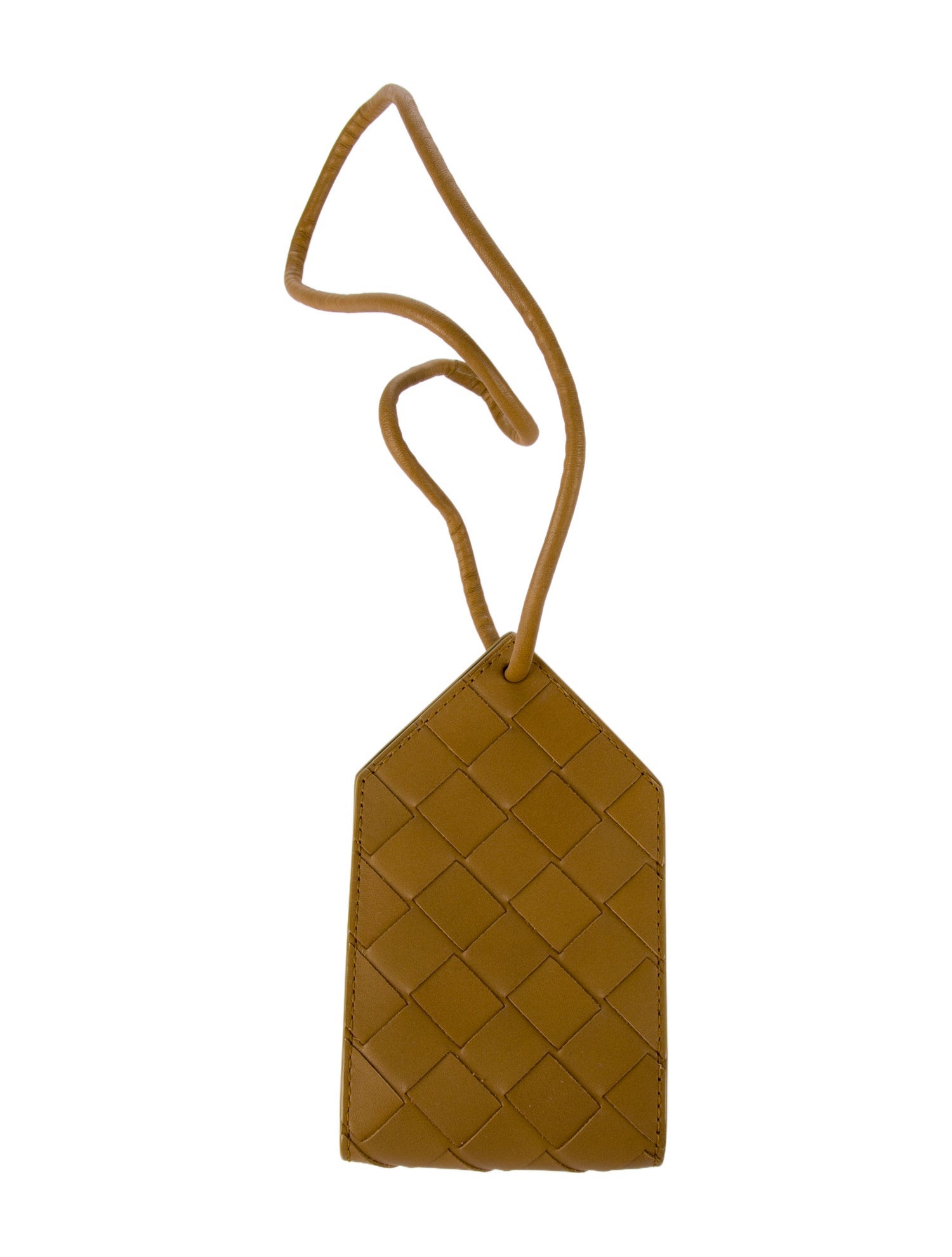 Bottega Veneta Brown Pattern Printed Leather Luggage Tag