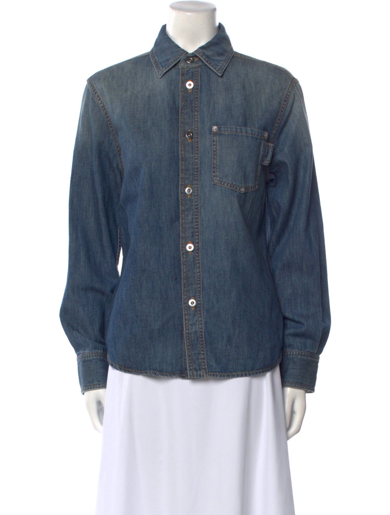 Bottega Veneta Long Sleeve Button-Up Top