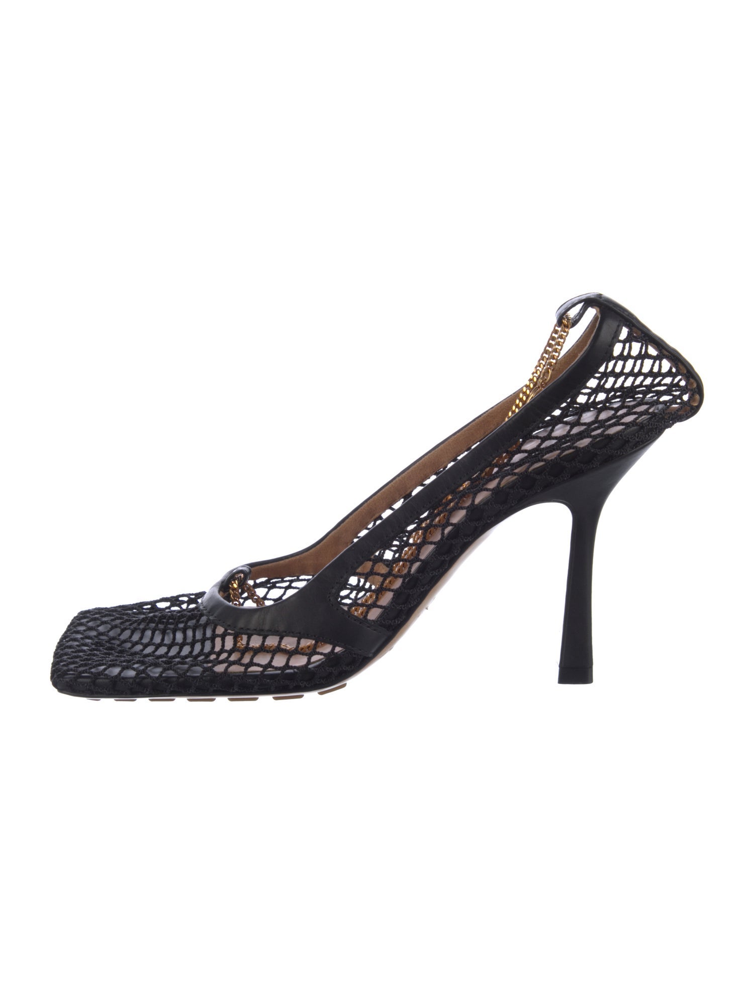 Bottega Veneta Chain-Link Accent Mesh Slingback Pumps