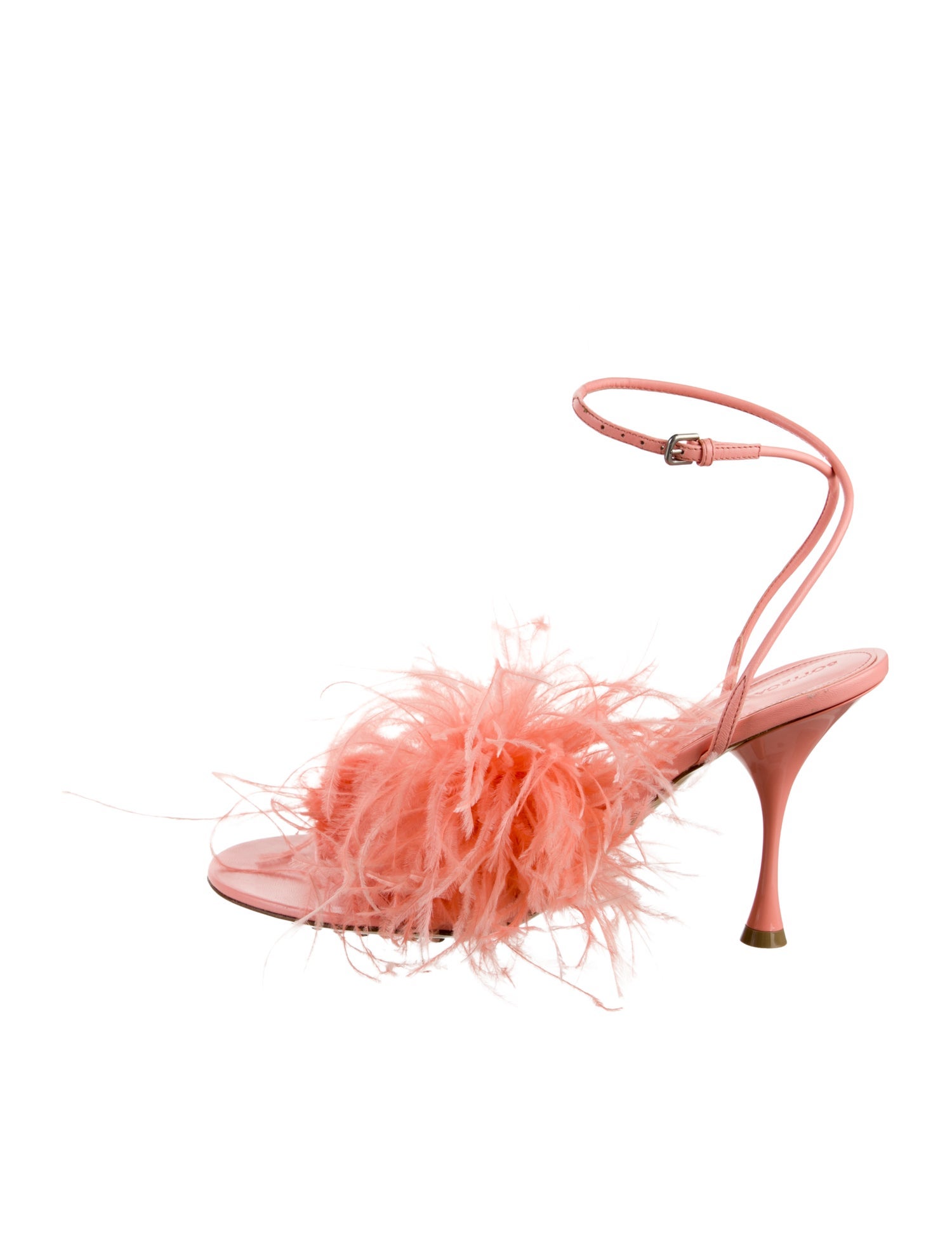 Bottega Veneta Leather Feather Trim Gladiator Sandals