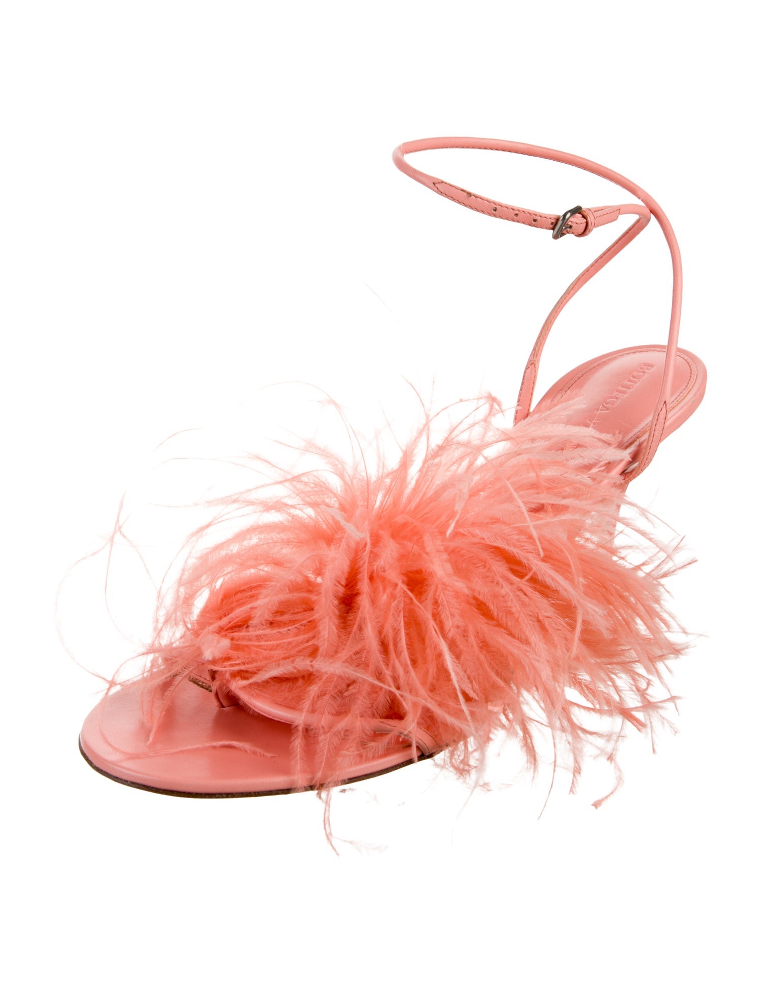 Bottega Veneta Leather Feather Trim Gladiator Sandals