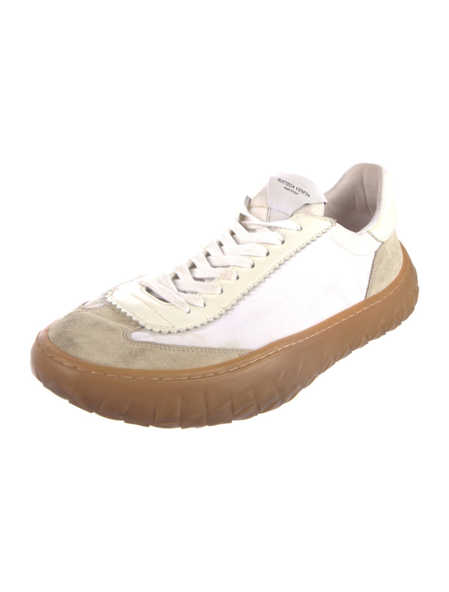 Bottega Veneta Leather Colorblock Pattern Sneakers