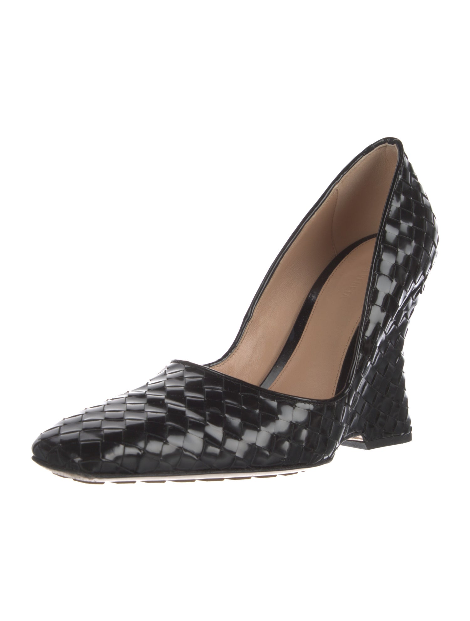 Bottega Veneta Intrecciato Weave Patent Leather Pumps