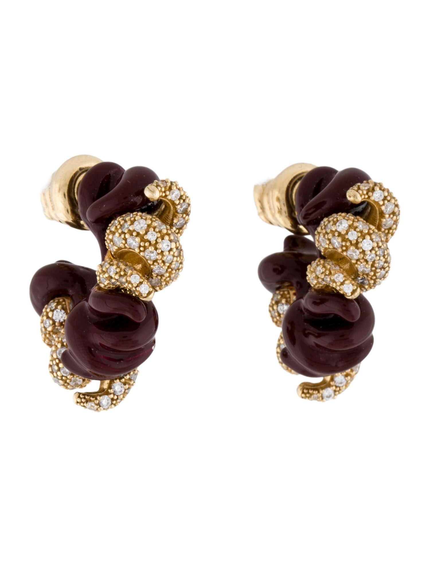Bottega Veneta Enamel & Crystal Twist Hoop Earrings
