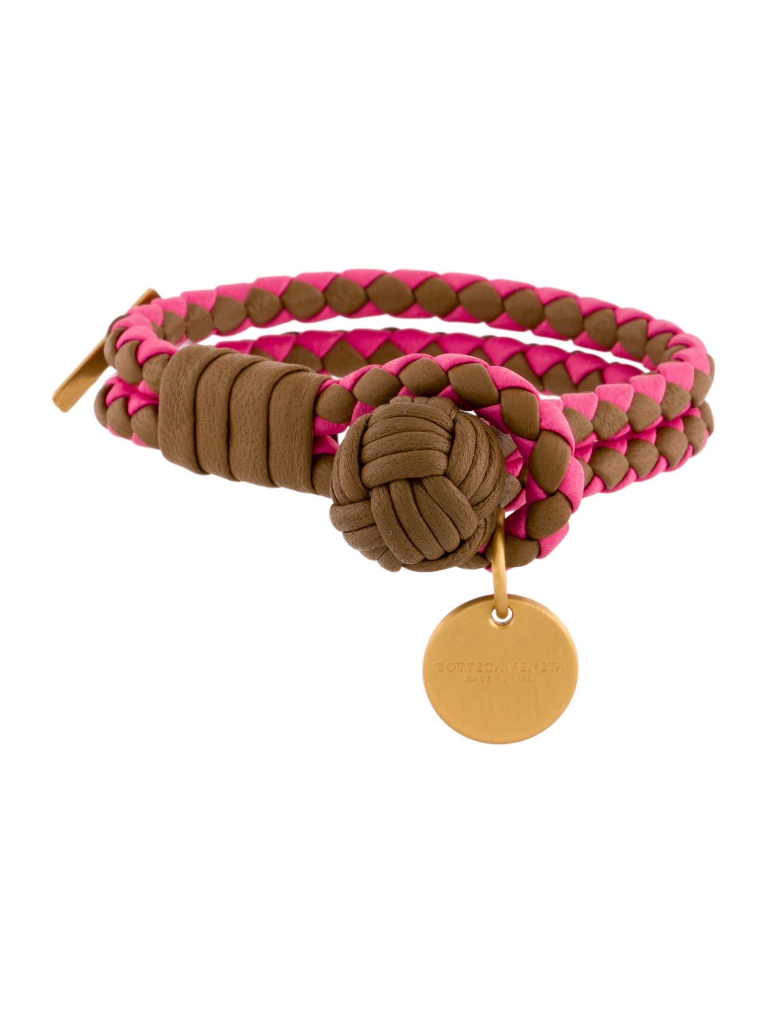 Bottega Veneta Leather Intrecciato Double-Row Charm Wrap Bracelet